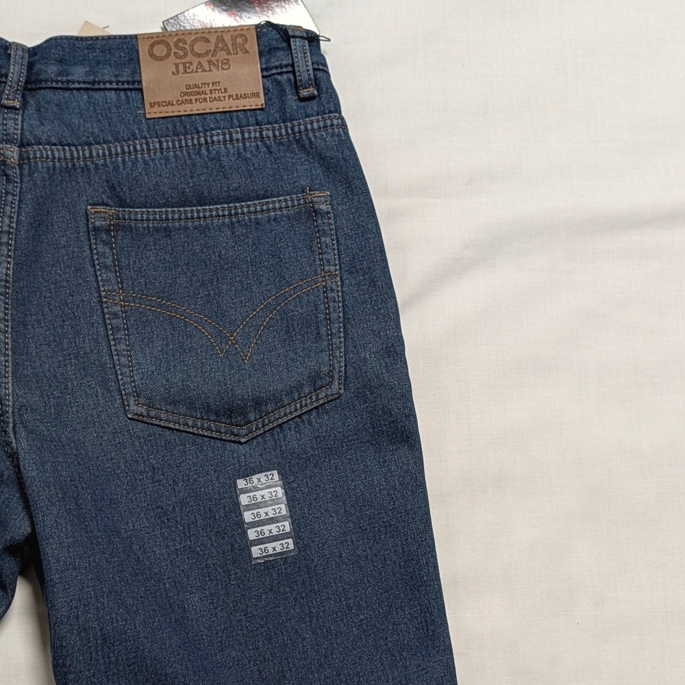 Oscar Jeans Men's Stone Wash Fleece Lined Straight Leg Denim CA9055 36x32